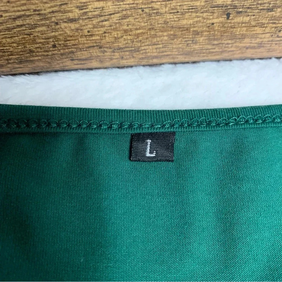 Green dress size large no brand cute waist detailing and open wrap front - Picture 5 of 7